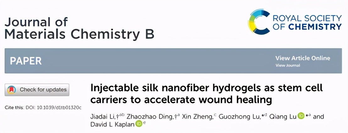 蘇州大學(xué)：可注射的絲納米纖維水凝膠作為干細(xì)胞載體加速傷口愈合