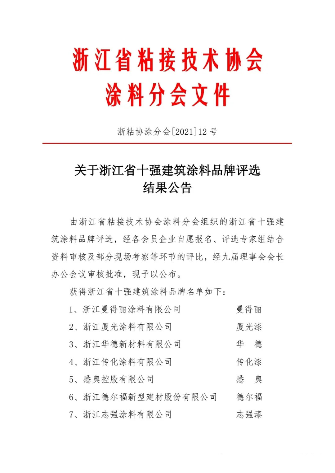 浙江省十強(qiáng)建筑涂料品牌評(píng)選結(jié)果公布