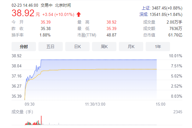 宇新股份漲停