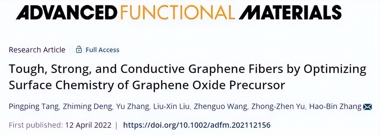北化工張好斌教授《AFM》：超強(qiáng)、超韌導(dǎo)電石墨烯纖維