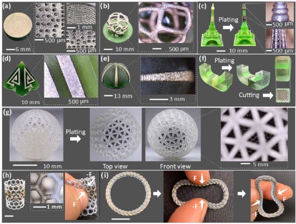 制造的具有復雜結(jié)構(gòu)的3D金屬-塑料復合結(jié)構(gòu)零件示例